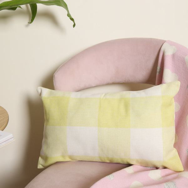 Yellow Checkered Bed Pillow Cover