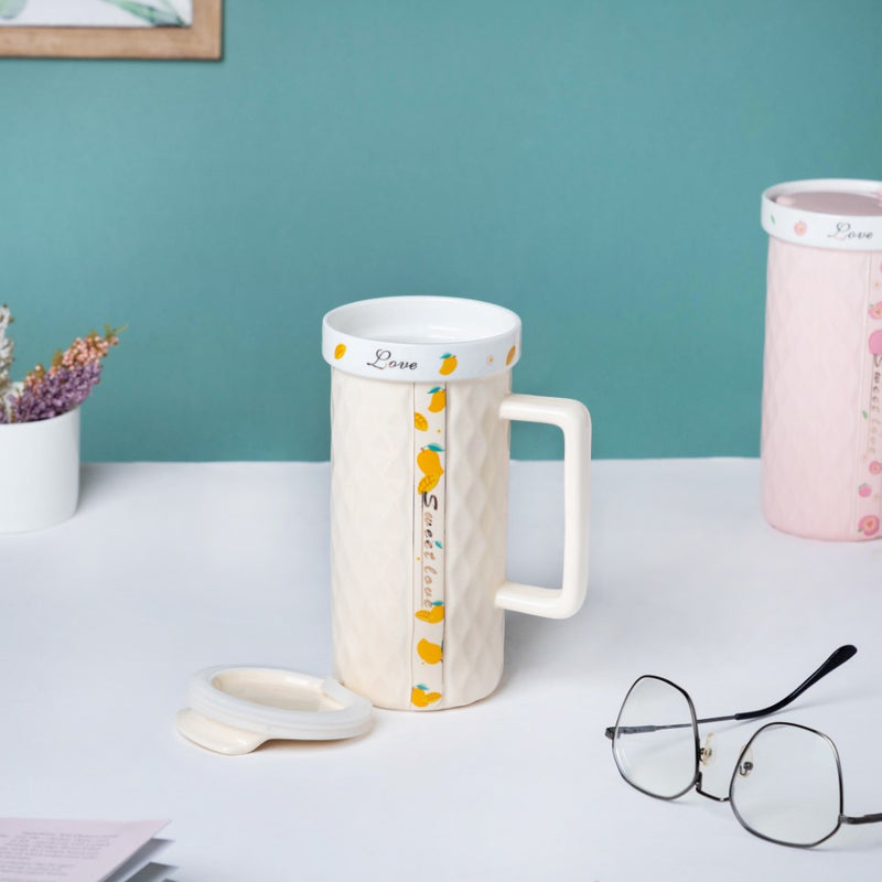 Tall Mango Fruity Cup 550 ml- Mug for coffee, tea mug, cappuccino mug | Cups and Mugs for Coffee Table & Home Decor