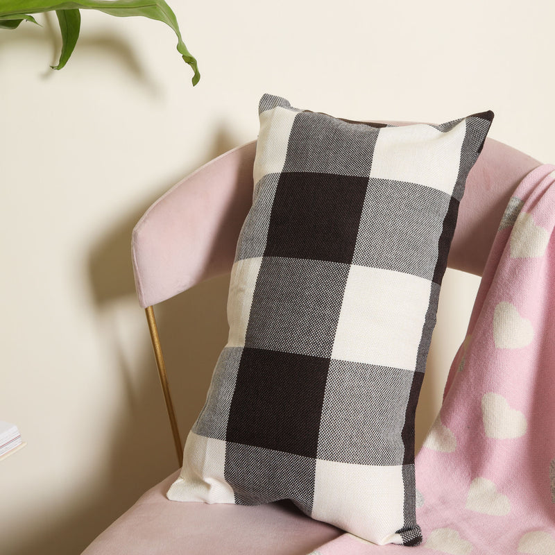 Black-grey Checkered Bed Pillow Cover