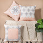 Zari & Pearl Work Cushion Cover Set Of 3 Peach 16 x 16 Inch
