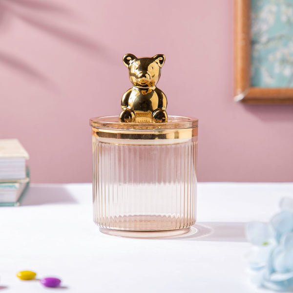 Vintage Jar With Bear Lid Amber 350ml