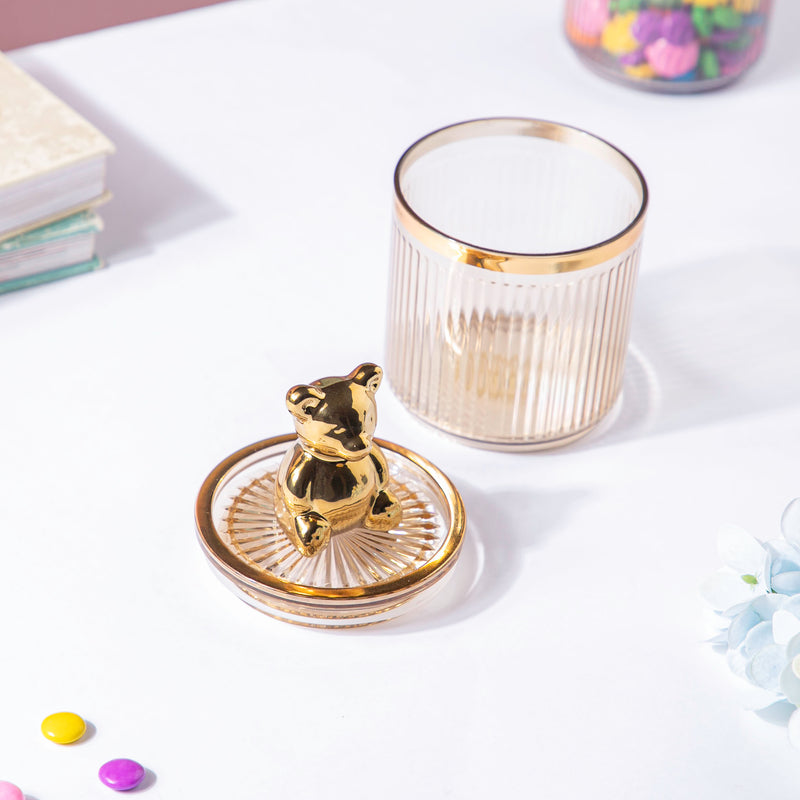 Vintage Jar With Bear Lid Amber 350ml - Jar