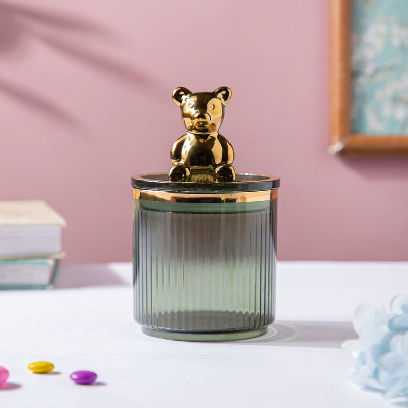 Vintage Jar With Bear Lid Green 350ml - Jar