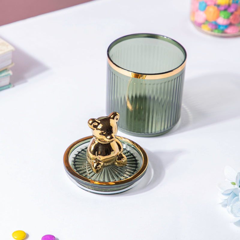 Vintage Jar With Bear Lid Green 350ml - Jar