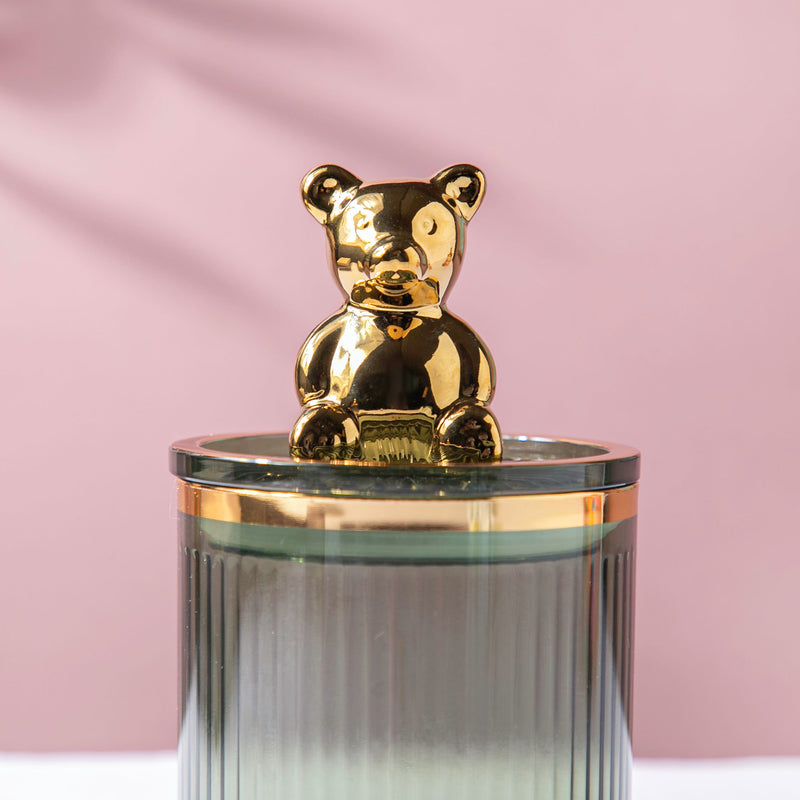 Vintage Jar With Bear Lid Green 350ml - Jar