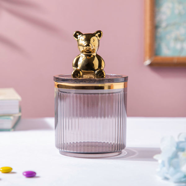 Vintage Jar With Bear Lid Ash Grey 350ml - Jar