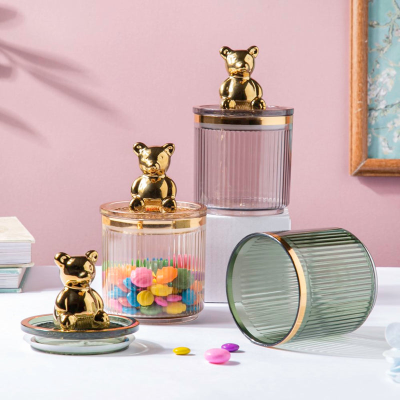 Vintage Jar With Bear Lid Green 350ml - Jar