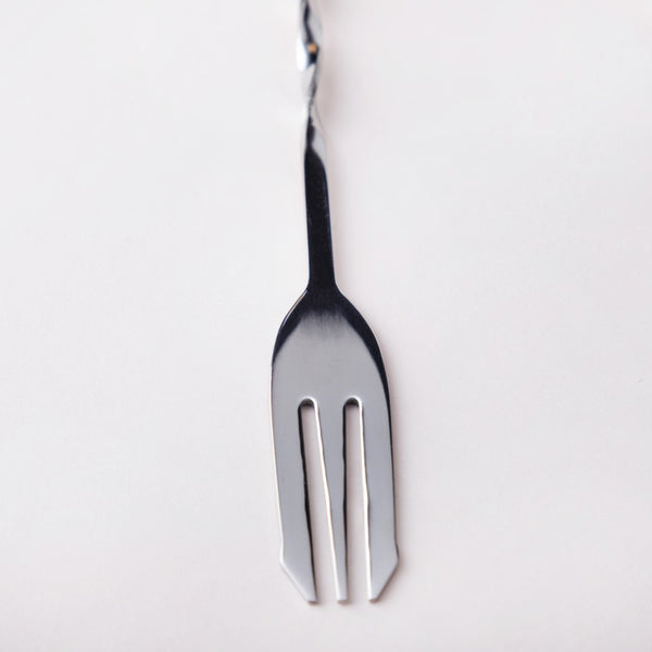 Bar Spoon With Fork Silver Set of 2