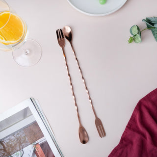 Bar Spoon With Fork Rose Gold Set of 2