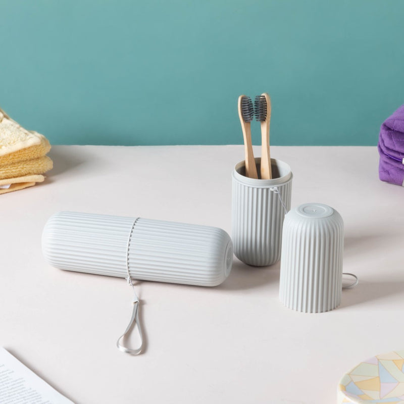 Capsule Shaped Portable Storage Bottle Grey Set Of 2