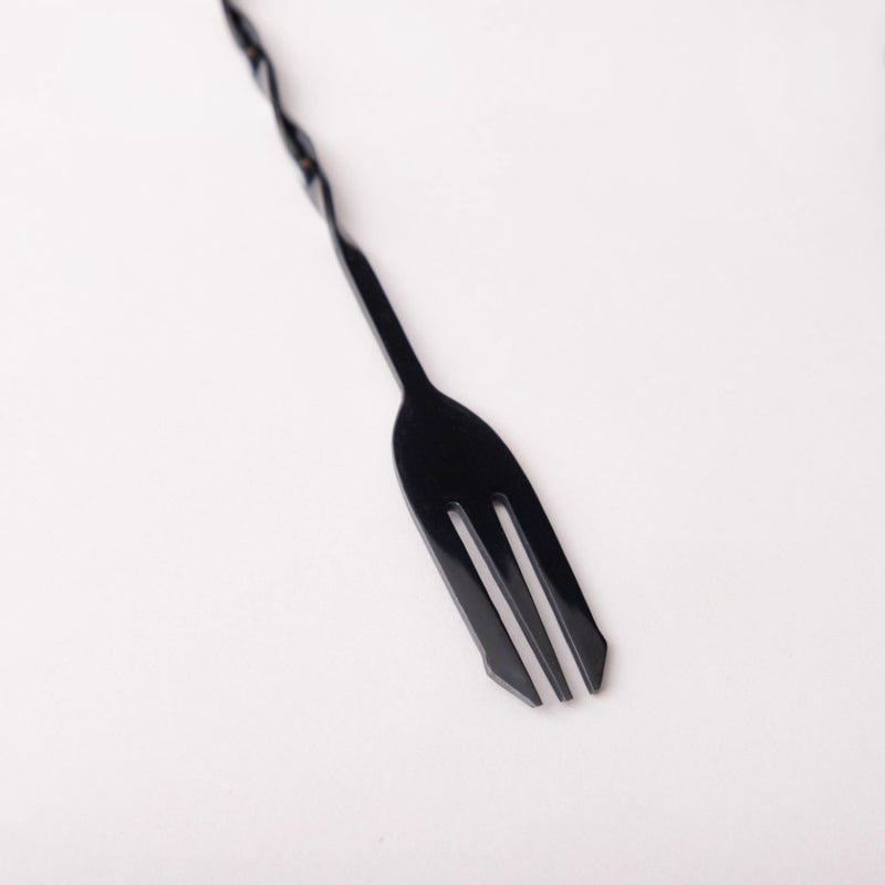 Bar Spoon With Fork  Black Set of 2