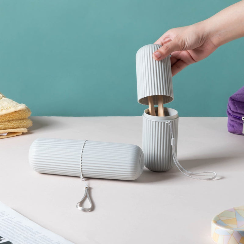 Capsule Shaped Portable Storage Bottle Grey Set Of 2