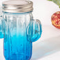 Prickly Cacti Glass Jar Blue with Lid Set of 4