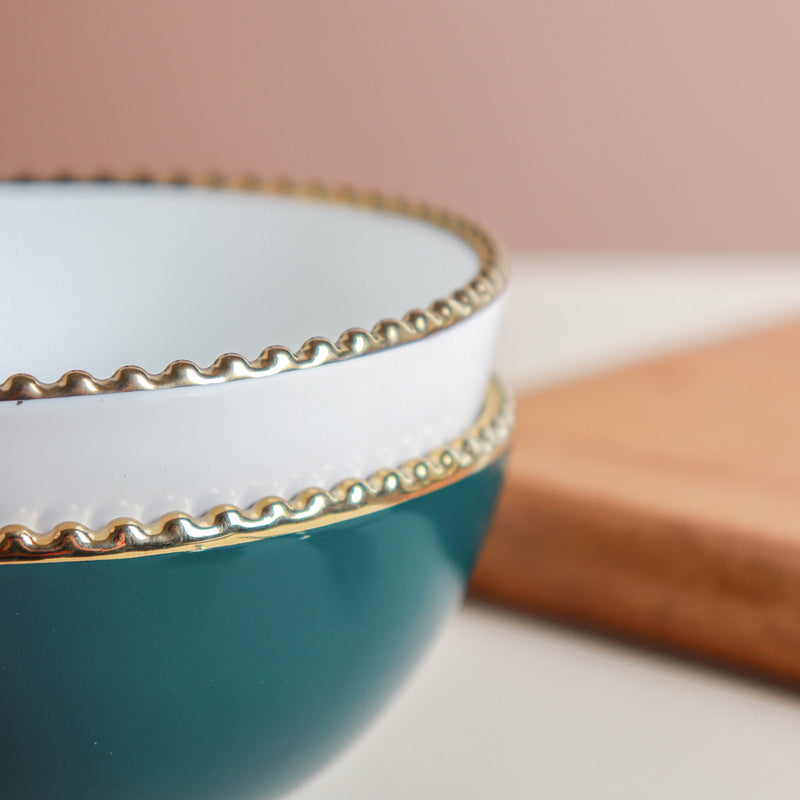 Snack Bowl With Gold Rim 300 ml - Bowl,ceramic bowl, snack bowls, curry bowl, popcorn bowls | Bowls for dining table & home decor