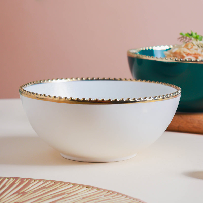 Gold Rim Salad Bowl 800 ml - Bowl, ceramic bowl, serving bowls, noodle bowl, salad bowls, bowl for snacks, large serving bowl | Bowls for dining table & home decor
