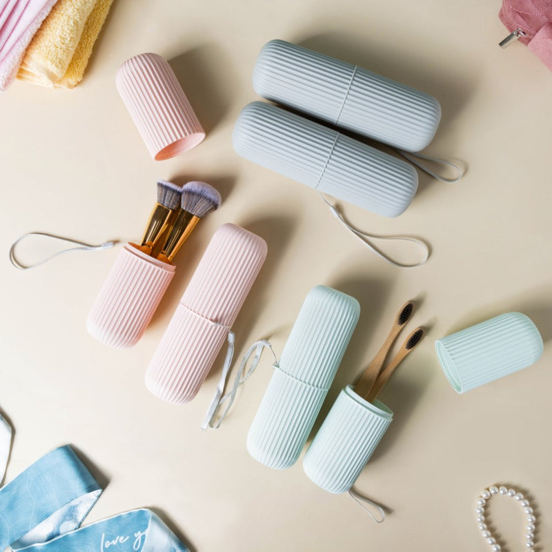 Capsule Shaped Portable Storage Bottle Pink Set Of 2