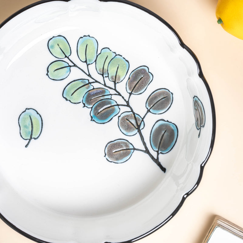 Green Aspen Leaves Serving Bowl 7.5 Inch - Bowl, ceramic bowl, serving bowls, noodle bowl, salad bowls, bowl for snacks, large serving bowl | Bowls for dining table & home decor
