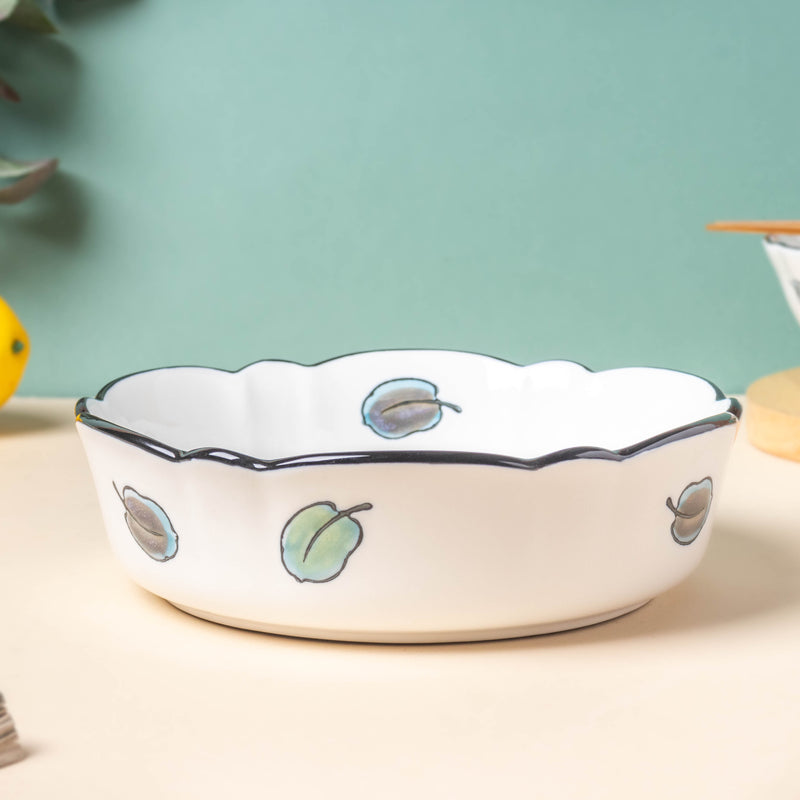 Green Aspen Leaves Serving Bowl 7.5 Inch - Bowl, ceramic bowl, serving bowls, noodle bowl, salad bowls, bowl for snacks, large serving bowl | Bowls for dining table & home decor