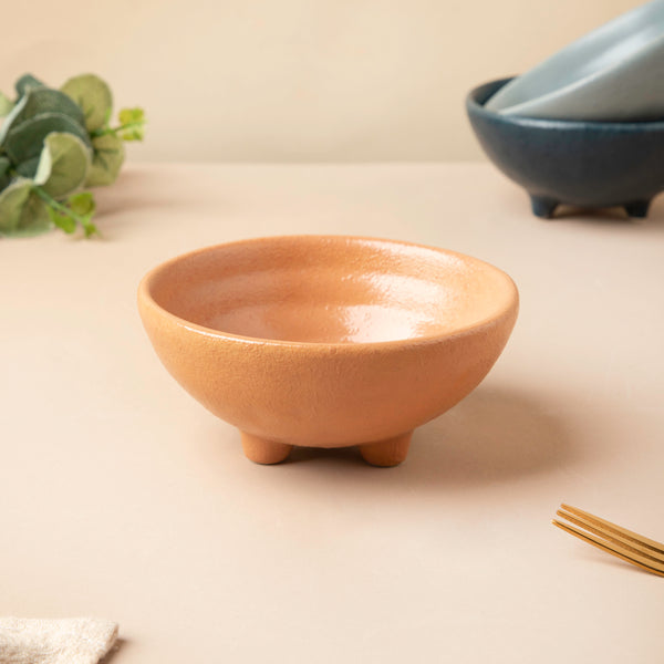 Peach Dessert Bowl With Legs 100 ml - Bowl, ceramic bowl, dip bowls, chutney bowl, dip bowls ceramic | Bowls for dining table & home decor 