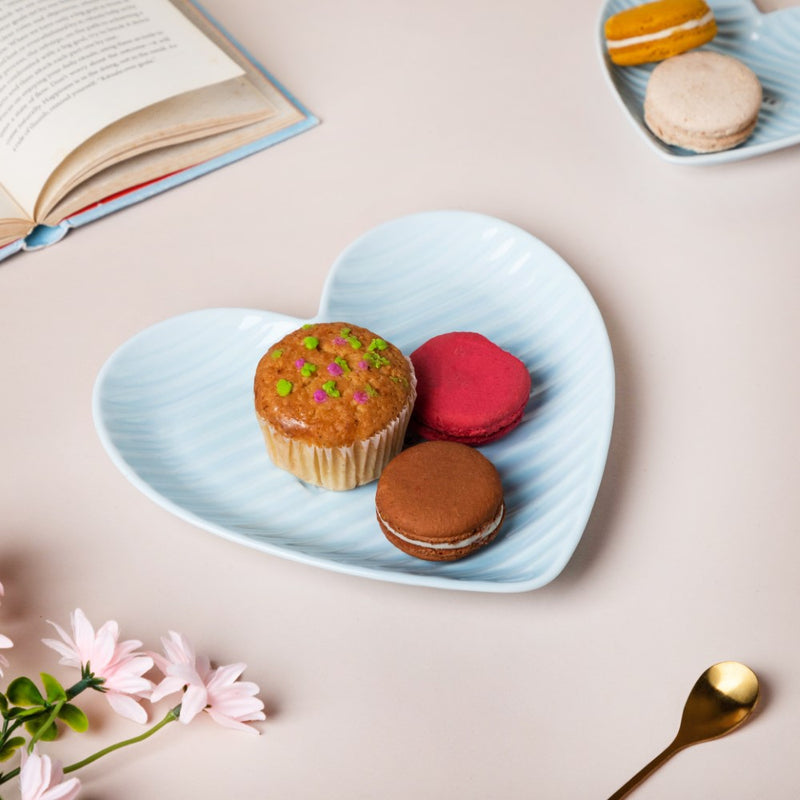 Large Heart Starter Plate Blue - Serving plate, small plate, snacks plates | Plates for dining table & home decor