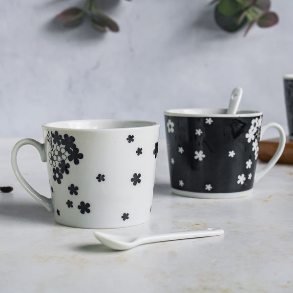 Black and White Cup Set- Tea cup, coffee cup, cup for tea | Cups and Mugs for Office Table & Home Decoration