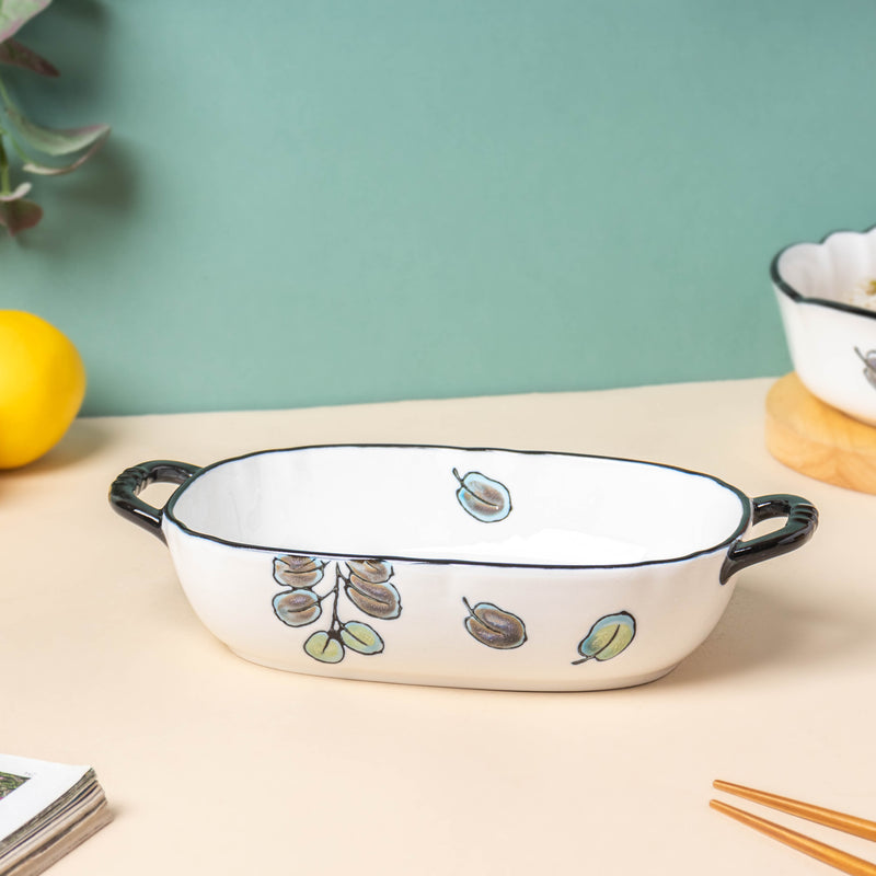 Aspen Leaves Long Serving Bowl 8 Inch - Baking Dish