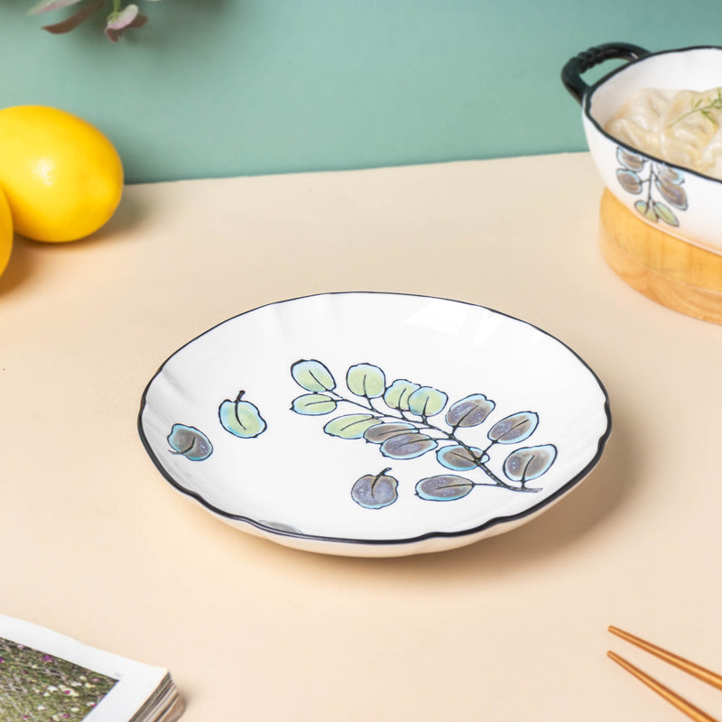 Aspen Leaves Snack Plate 7.5 Inch - Serving plate, snack plate, dessert plate | Plates for dining & home decor