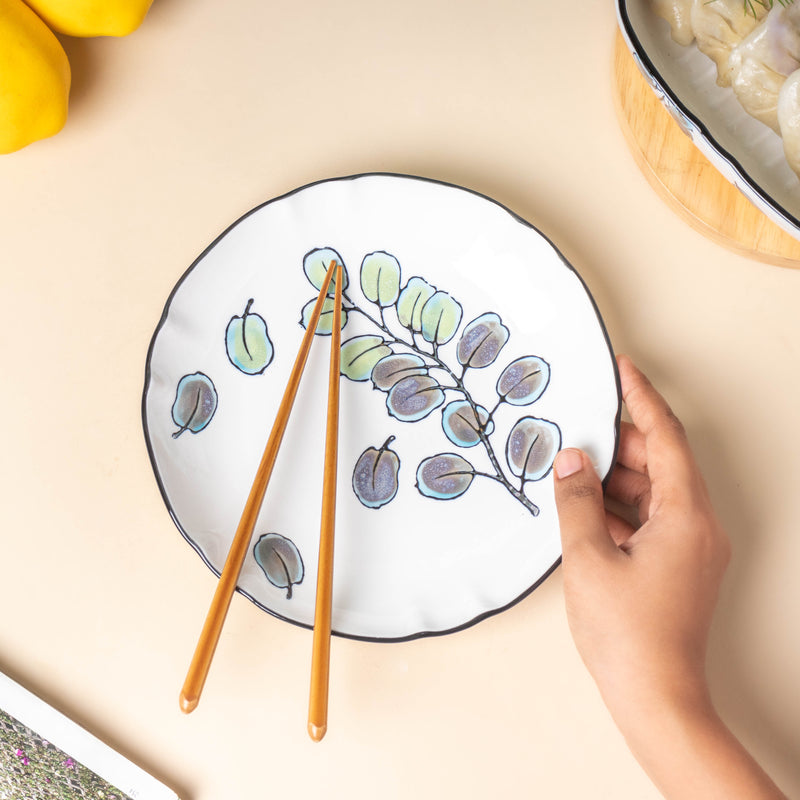 Aspen Leaves Snack Plate 7.5 Inch - Serving plate, snack plate, dessert plate | Plates for dining & home decor