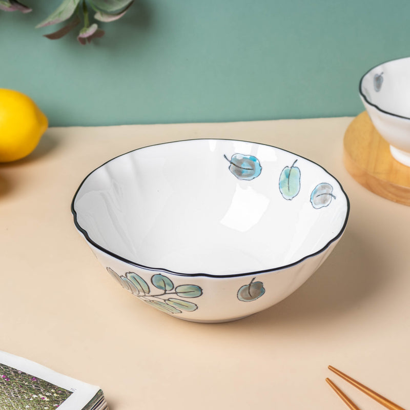 Aspen Leaves Serving Bowl 7.5 Inch - Ceramic bowl, serving bowls, noodle bowl, salad bowls | Bowls for dining table & home decor