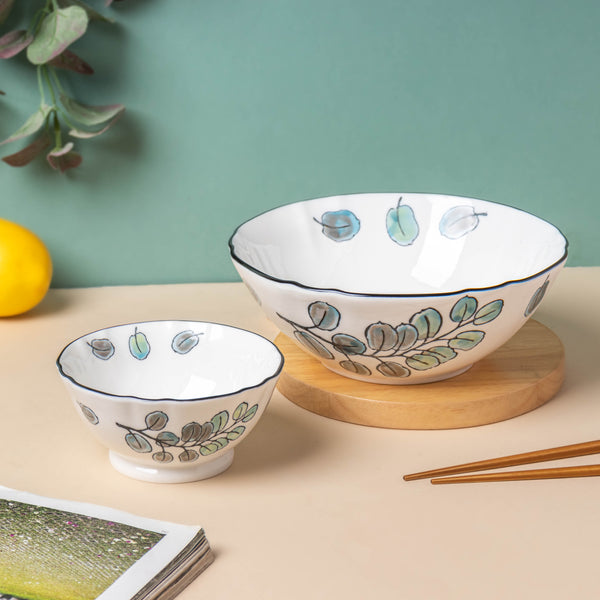 Aspen Leaves Serving Bowl 7.5 Inch - Ceramic bowl, serving bowls, noodle bowl, salad bowls | Bowls for dining table & home decor