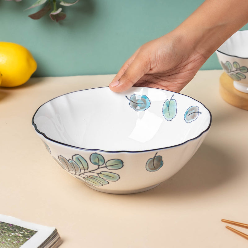 Aspen Leaves Serving Bowl 7.5 Inch - Ceramic bowl, serving bowls, noodle bowl, salad bowls | Bowls for dining table & home decor