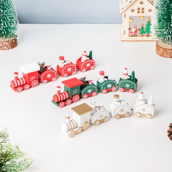 Christmas Wooden Train Decor Green - Showpiece | Home decor item | Room decoration item