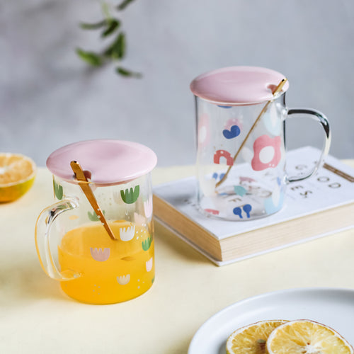 Glass Flower Cup- Mug for coffee, tea mug, cappuccino mug | Cups and Mugs for Coffee Table & Home Decor
