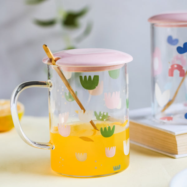Glass Flower Cup- Mug for coffee, tea mug, cappuccino mug | Cups and Mugs for Coffee Table & Home Decor