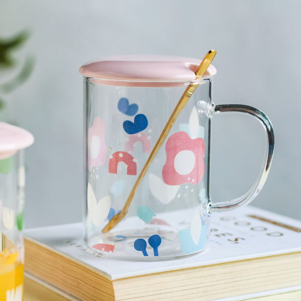 Glass Flower Cup- Mug for coffee, tea mug, cappuccino mug | Cups and Mugs for Coffee Table & Home Decor