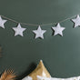 Festive Shimmery Star Bunting Silver 98 Inch - Festive Shimmery Star Bunting, Silver Star Bunting, Decorative Star Garland, Shimmery Silver Decor