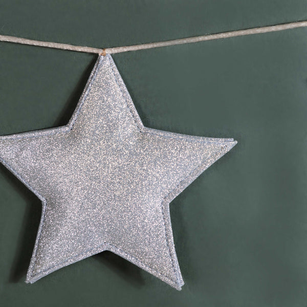 Festive Shimmery Star Bunting Silver 98 Inch