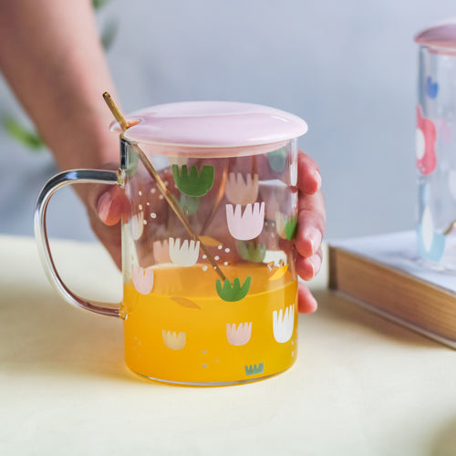 Glass Flower Cup- Mug for coffee, tea mug, cappuccino mug | Cups and Mugs for Coffee Table & Home Decor