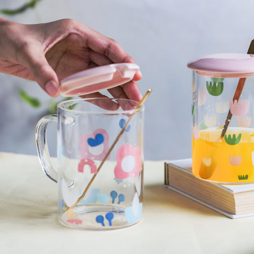 Glass Flower Cup- Mug for coffee, tea mug, cappuccino mug | Cups and Mugs for Coffee Table & Home Decor
