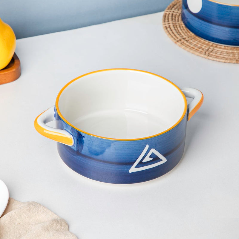 Nitori Spiral Bowl With Handle 6 Inch 750 ml - Bowl, ceramic bowl, serving bowls, noodle bowl, salad bowls, bowl for snacks, baking bowls, large serving bowl, bowl with handle | Bowls for dining table & home decor