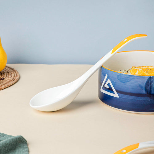 Ceramic Serving Spoon White And Yellow