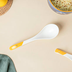 Ceramic Serving Spoon White And Yellow