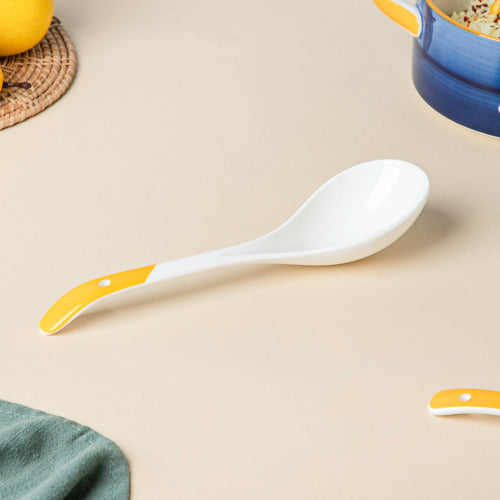 Ceramic Serving Spoon White And Yellow