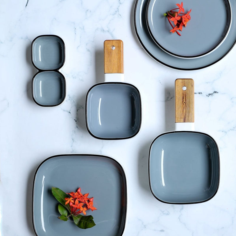 Grey 2 Part Bowl - Bowl, ceramic bowl, dip bowls, chutney bowl, dip bowls ceramic | Bowls for dining table & home decor 