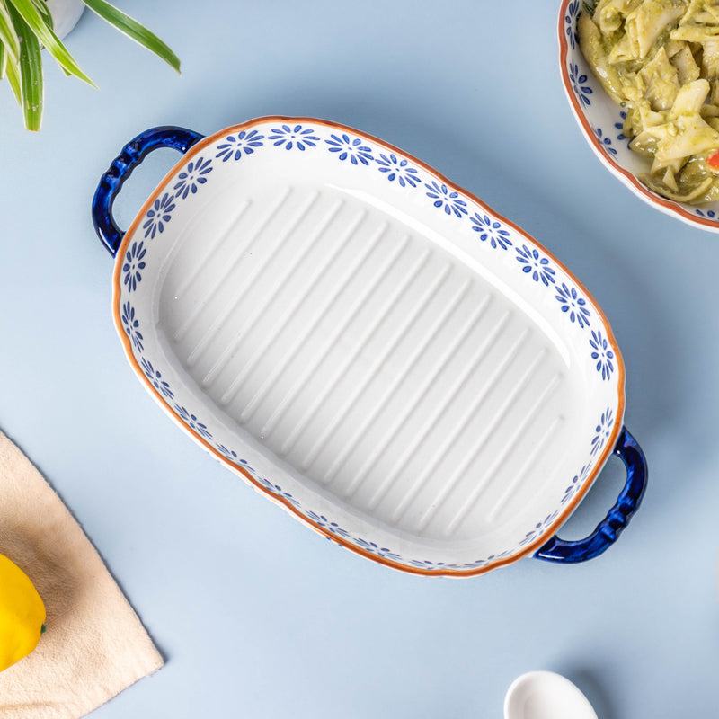 Blue Daisy Baking Bowl 10 Inch Large - Baking Dish