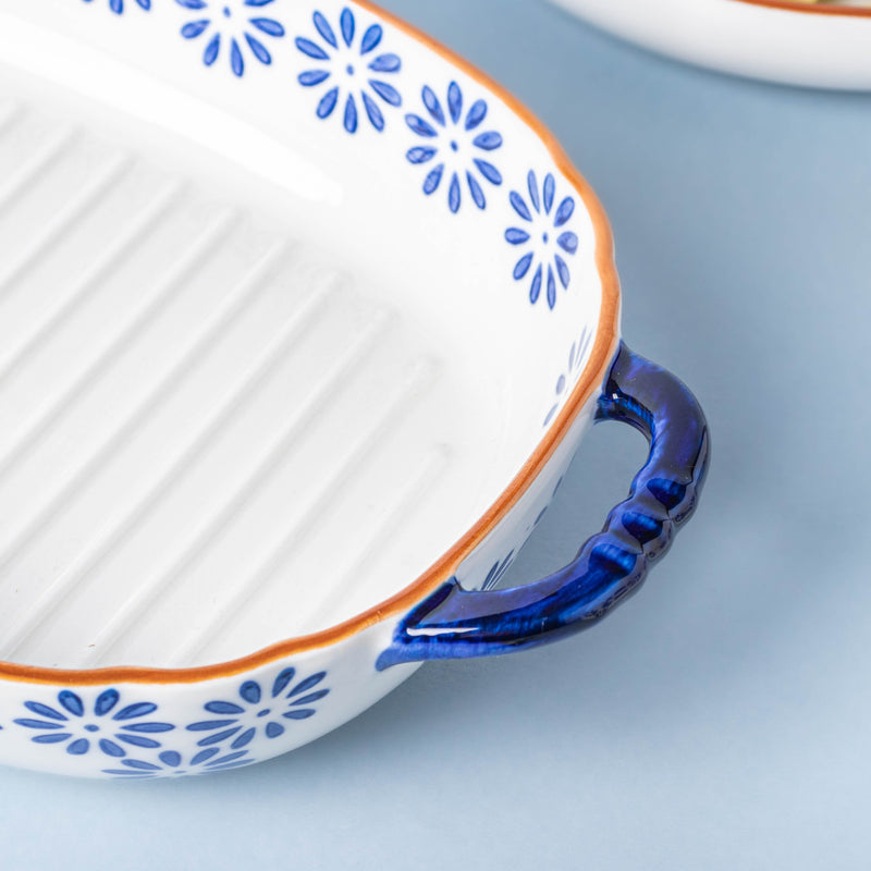 Blue Daisy Baking Bowl 10 Inch Large - Baking Dish