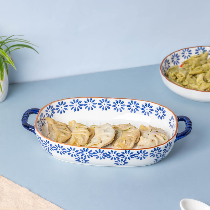Blue Daisy Baking Bowl 10 Inch Large - Baking Dish