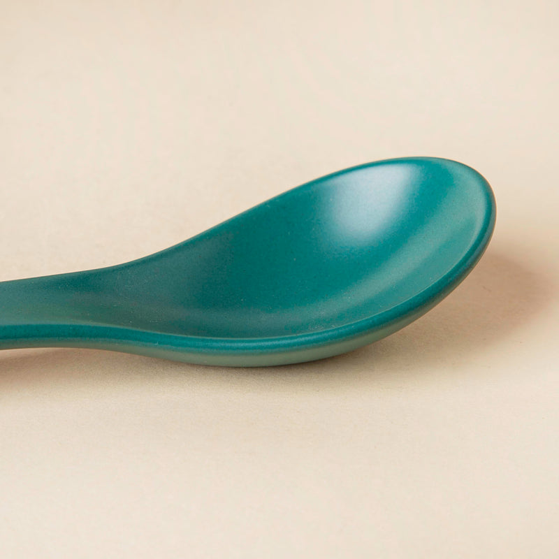 Ceramic Soup Spoon Dark Green Set of 2