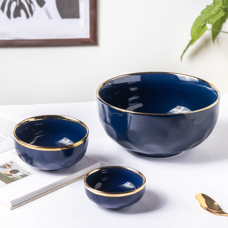 Midnight Blue Serving Bowl 8 Inch - Bowl, ceramic bowl, serving bowls, noodle bowl, salad bowls, bowl for snacks, large serving bowl | Bowls for dining table & home decor