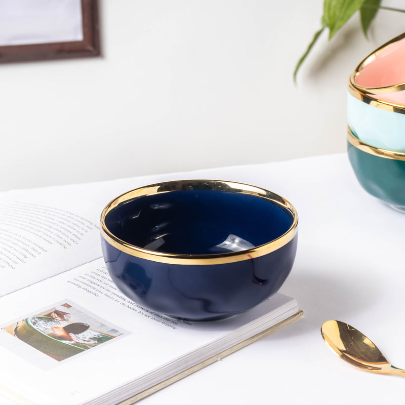 Midnight Blue Ceramic Soup Bowl - Bowl, soup bowl, ceramic bowl, snack bowls, curry bowl, popcorn bowls | Bowls for dining table & home decor